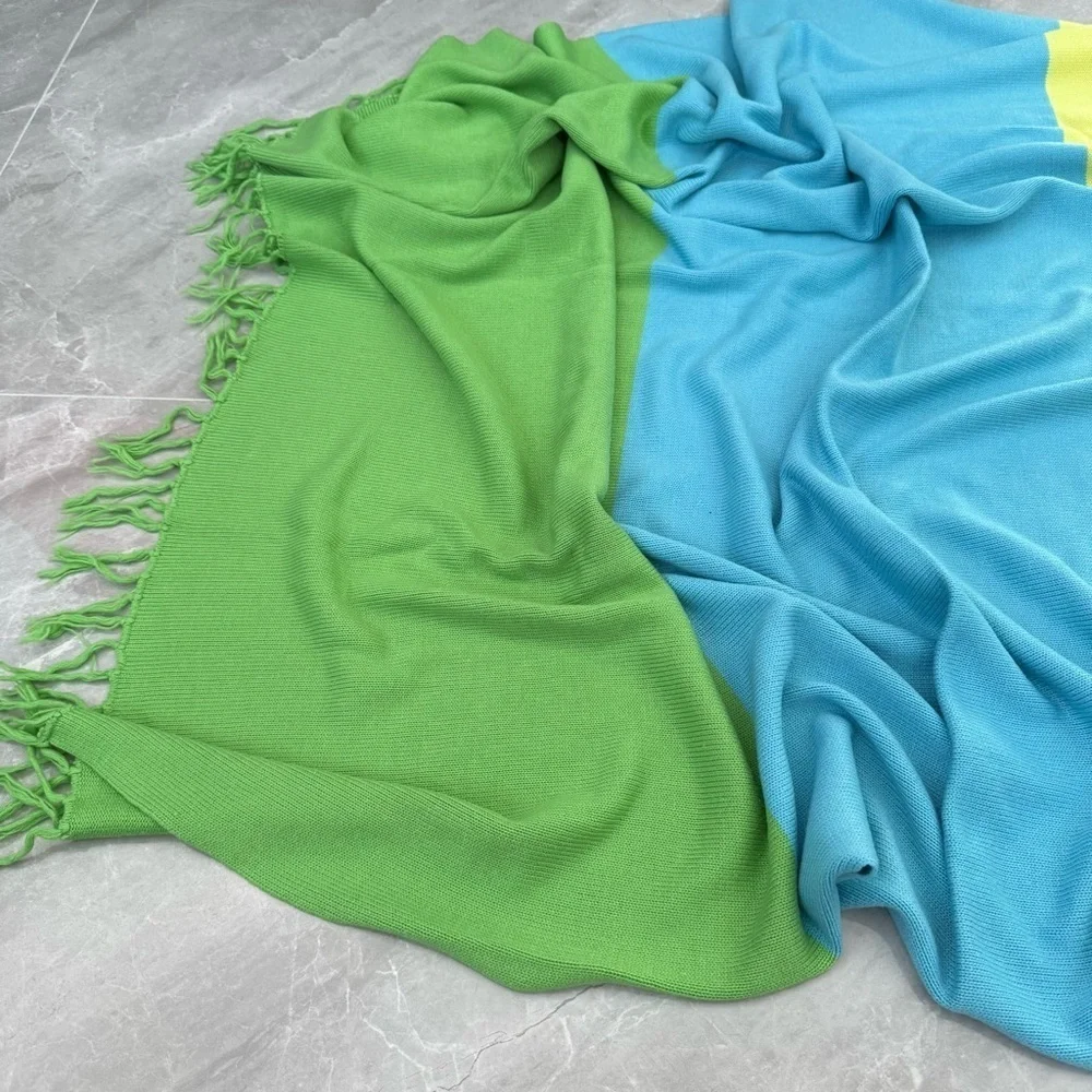 Tommy Hilfiger Colorblock Tassel Throw Blanket